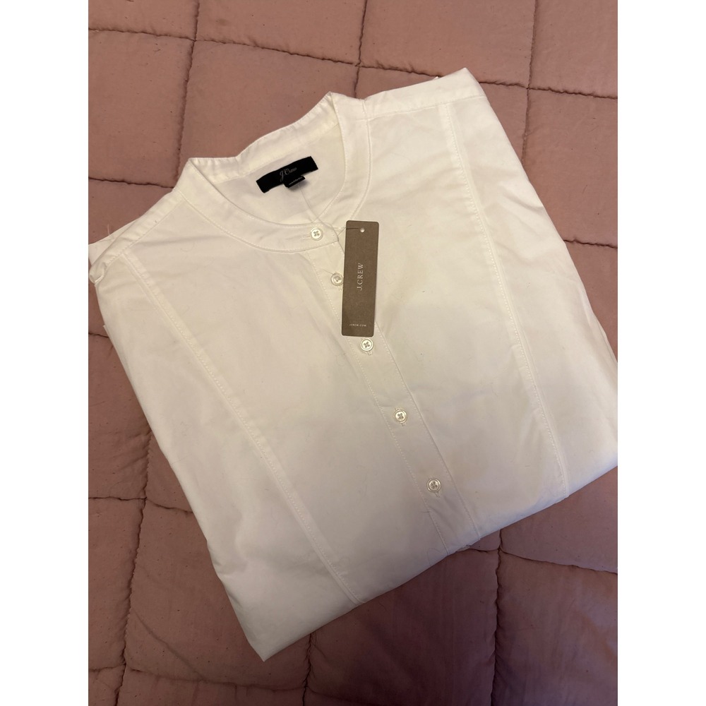 NEW J.Crew Womens White Longsleeve Popover Bib Front Blouse Tunic Top, Size XS - Picture 5 of 7